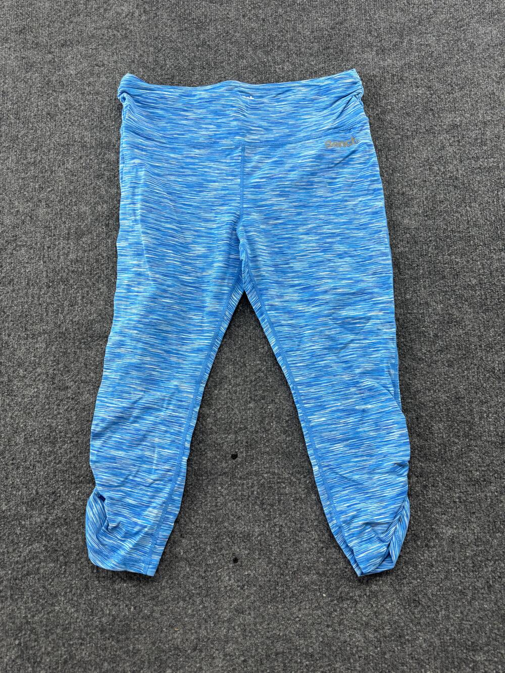 Bench Capri Leggings Womens Large Blue Space Dye Knit Stretch Yoga Gym Pants